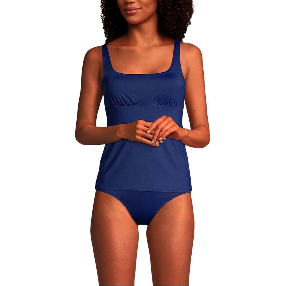 Land’s End Tankini tummy technology Square neck Tankini top underwire Navy Var - Picture 4 of 13